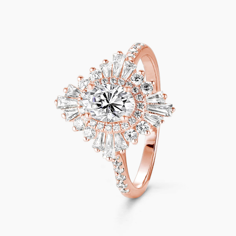Caline Pave Vintage Halo Accents Lab Grown Diamond Engagement Ring in 18K Gold - Oval