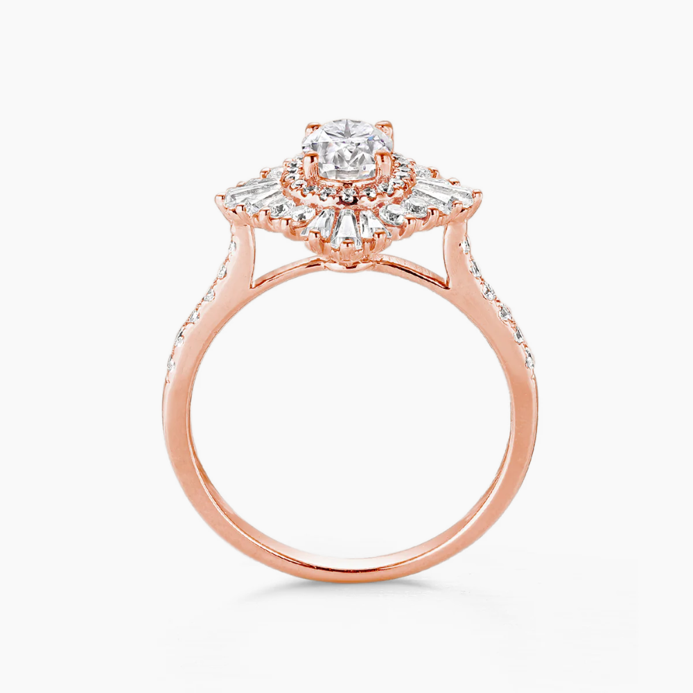 Caline Pave Vintage Halo Accents Lab Grown Diamond Engagement Ring in 18K Gold - Oval