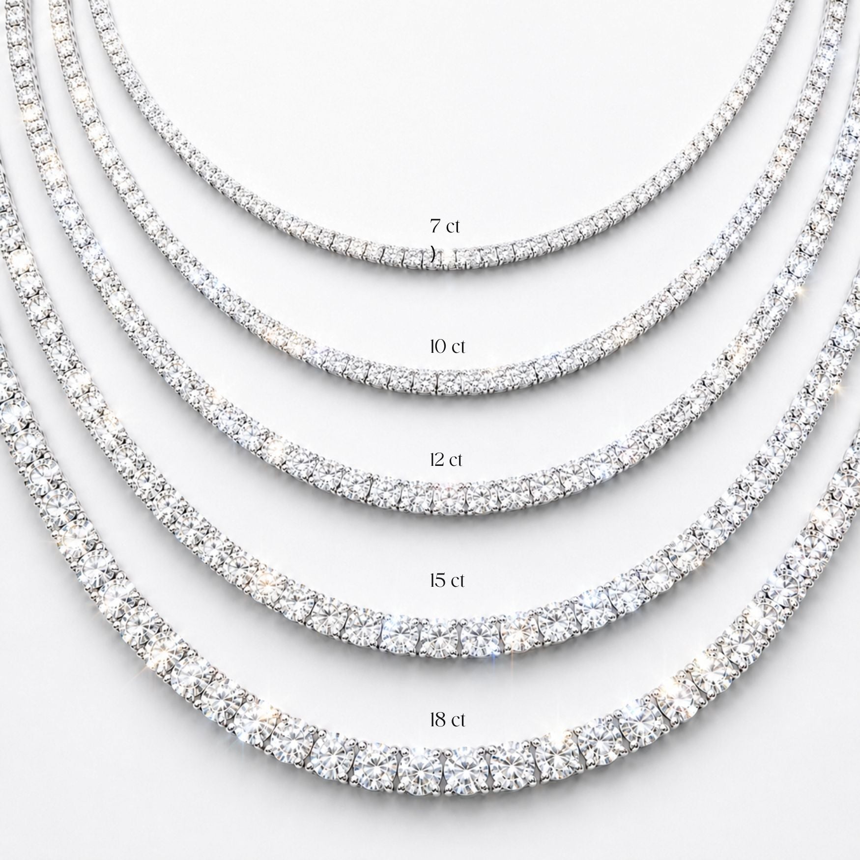 11 Carat Tennis Classic Lab Grown Diamond Necklace 18K Gold | 16.5 in ∼ 42.5 cm