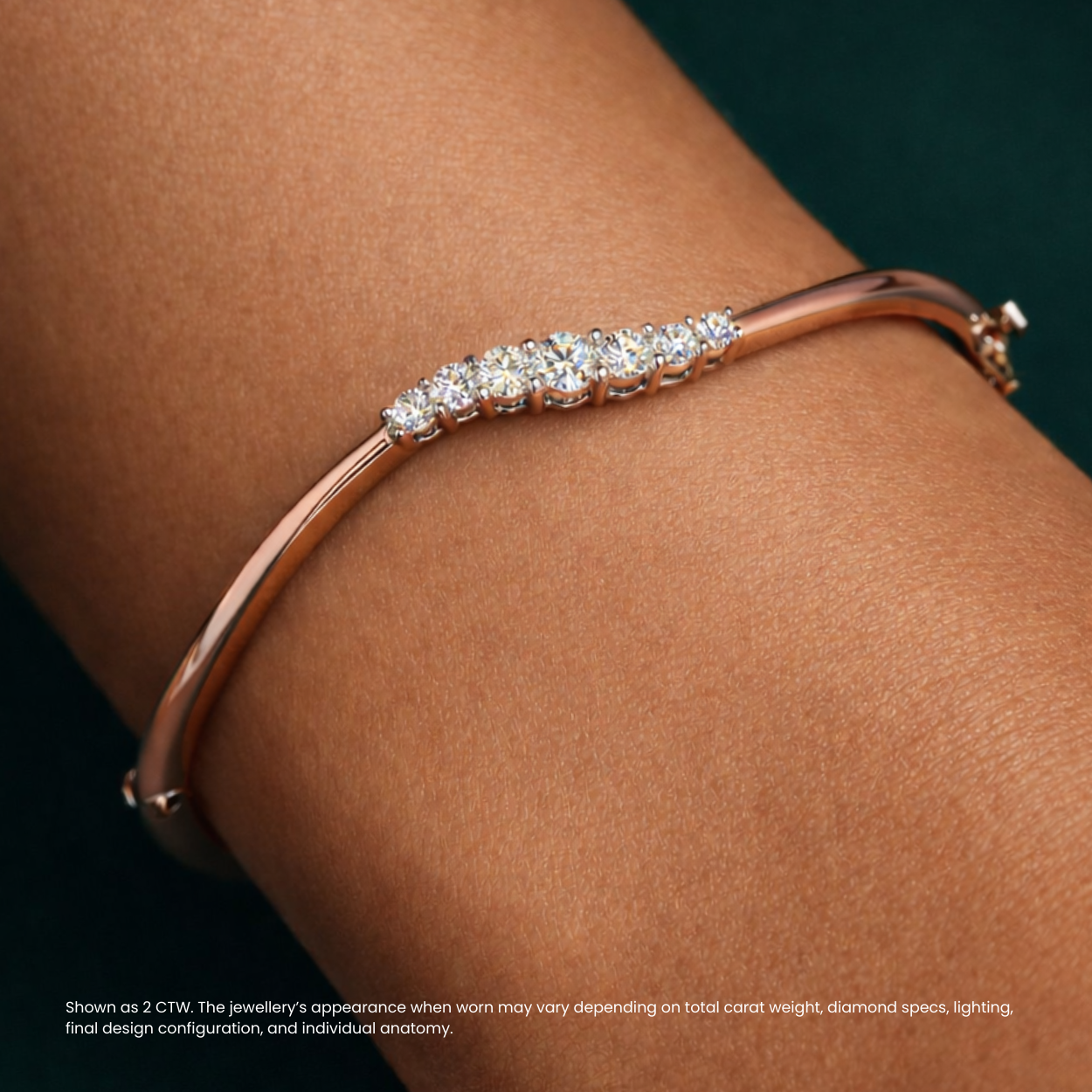 Arcelle Round Lab Diamond ( 2 ct. tw) Bangle Bracelet 18K Gold