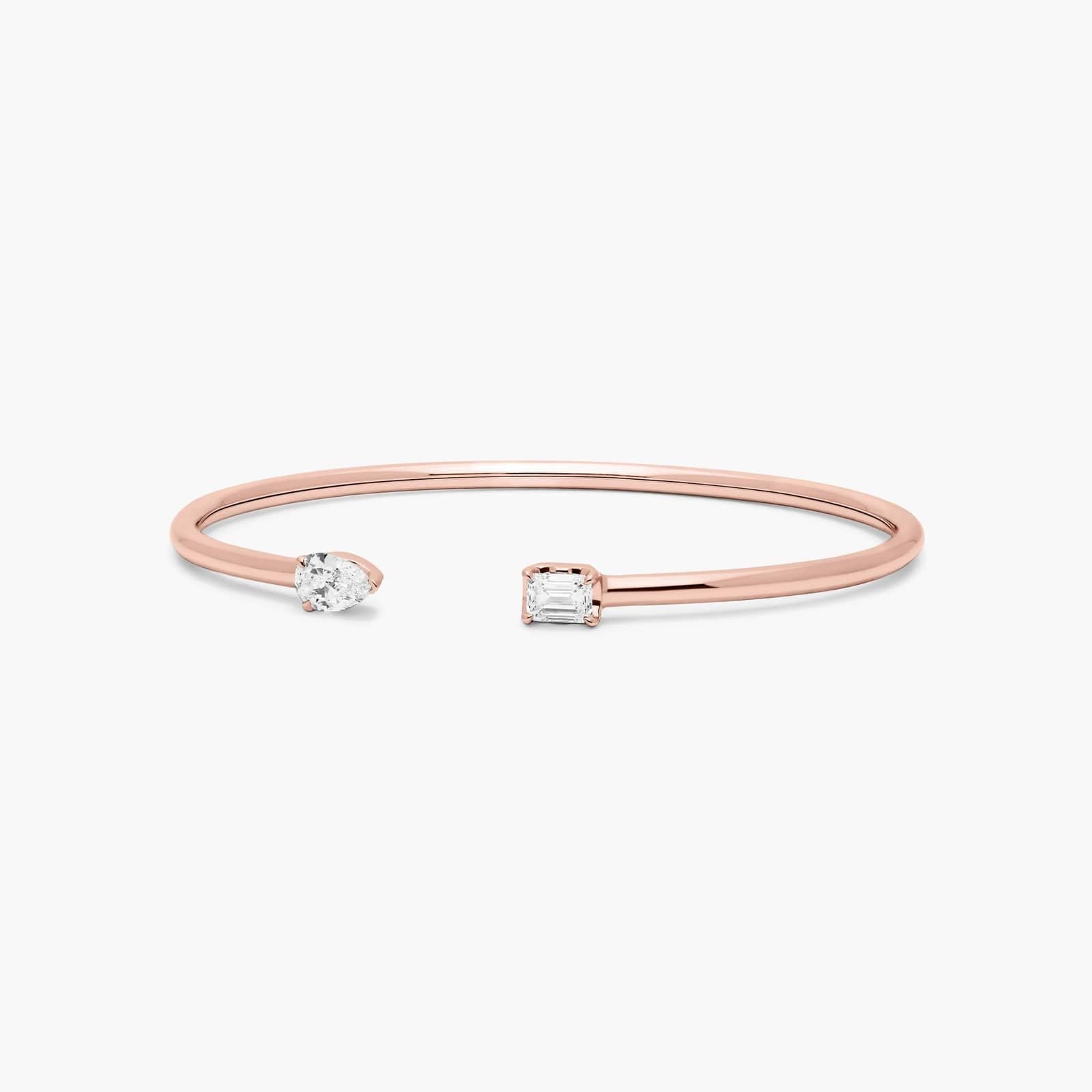 Pear & Emerald Lab Diamond ( 1 ct. tw) Open Bangle Bracelet 18K Gold