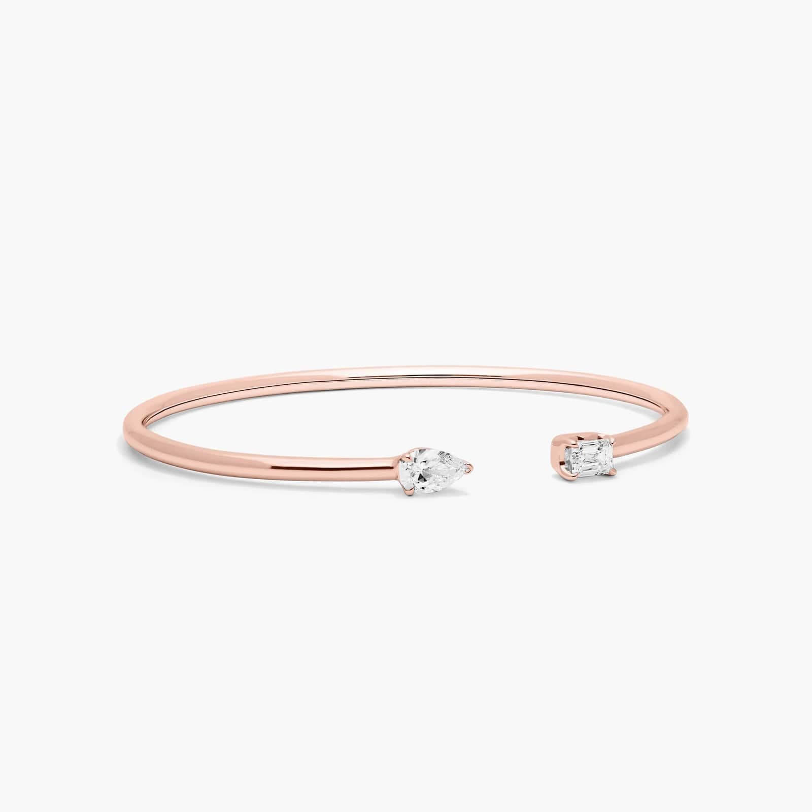 Pear & Emerald Lab Diamond ( 1 ct. tw) Open Bangle Bracelet 18K Gold