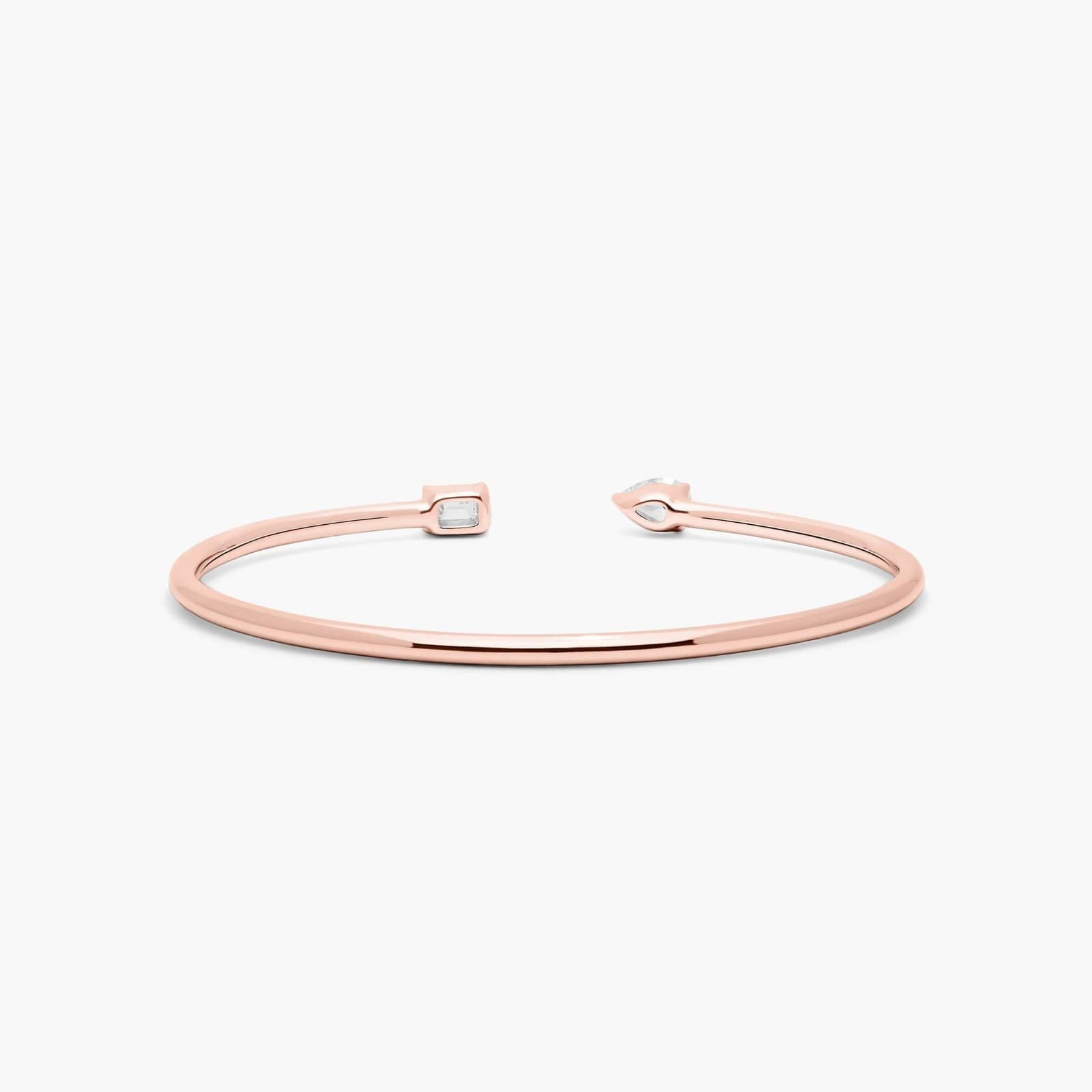 Pear & Emerald Lab Diamond ( 1 ct. tw) Open Bangle Bracelet 18K Gold