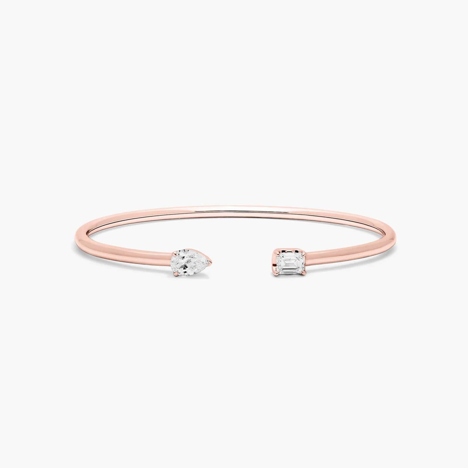 Pear & Emerald Lab Diamond ( 1 ct. tw) Open Bangle Bracelet 18K Gold