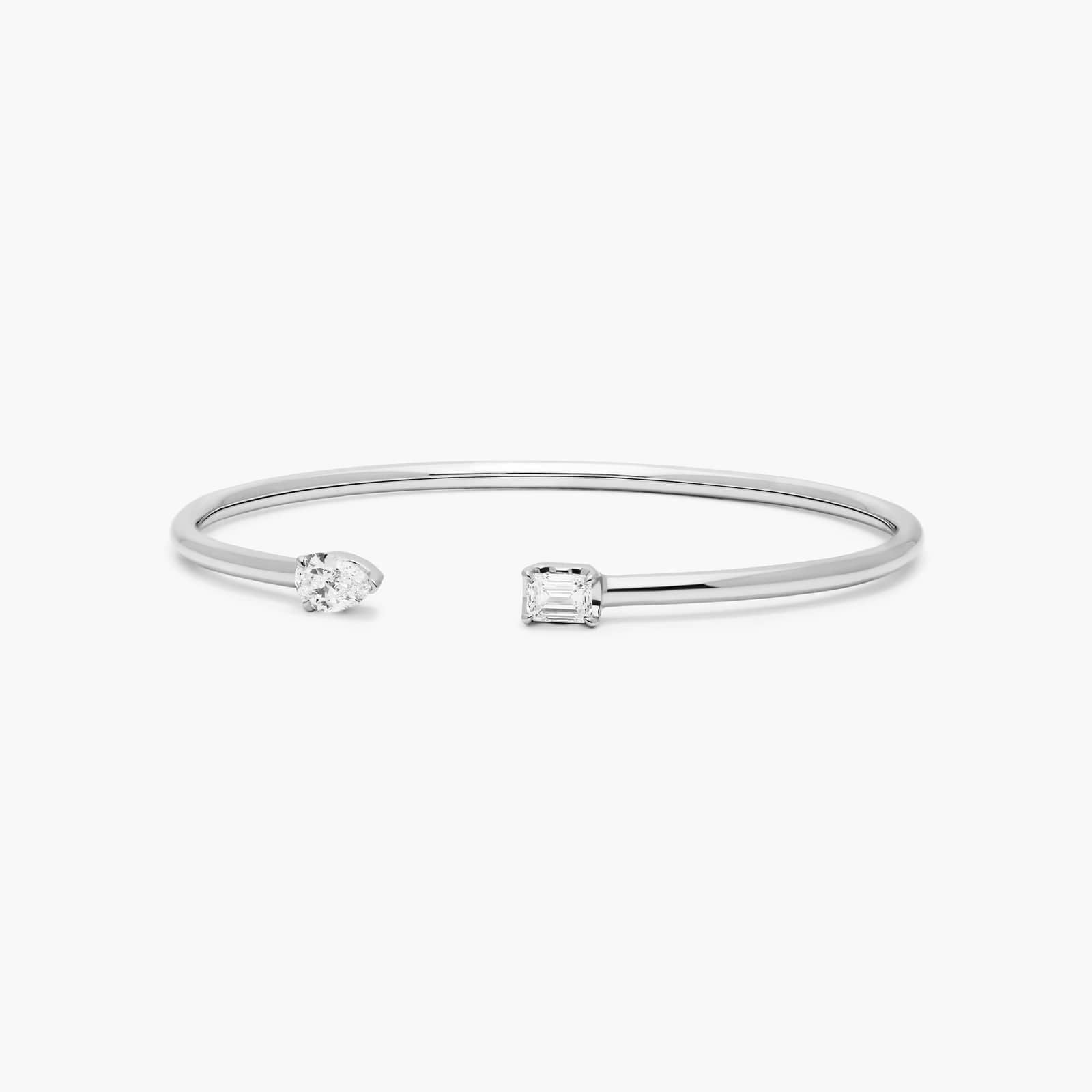 Pear & Emerald Lab Diamond ( 1 ct. tw) Open Bangle Bracelet 18K Gold