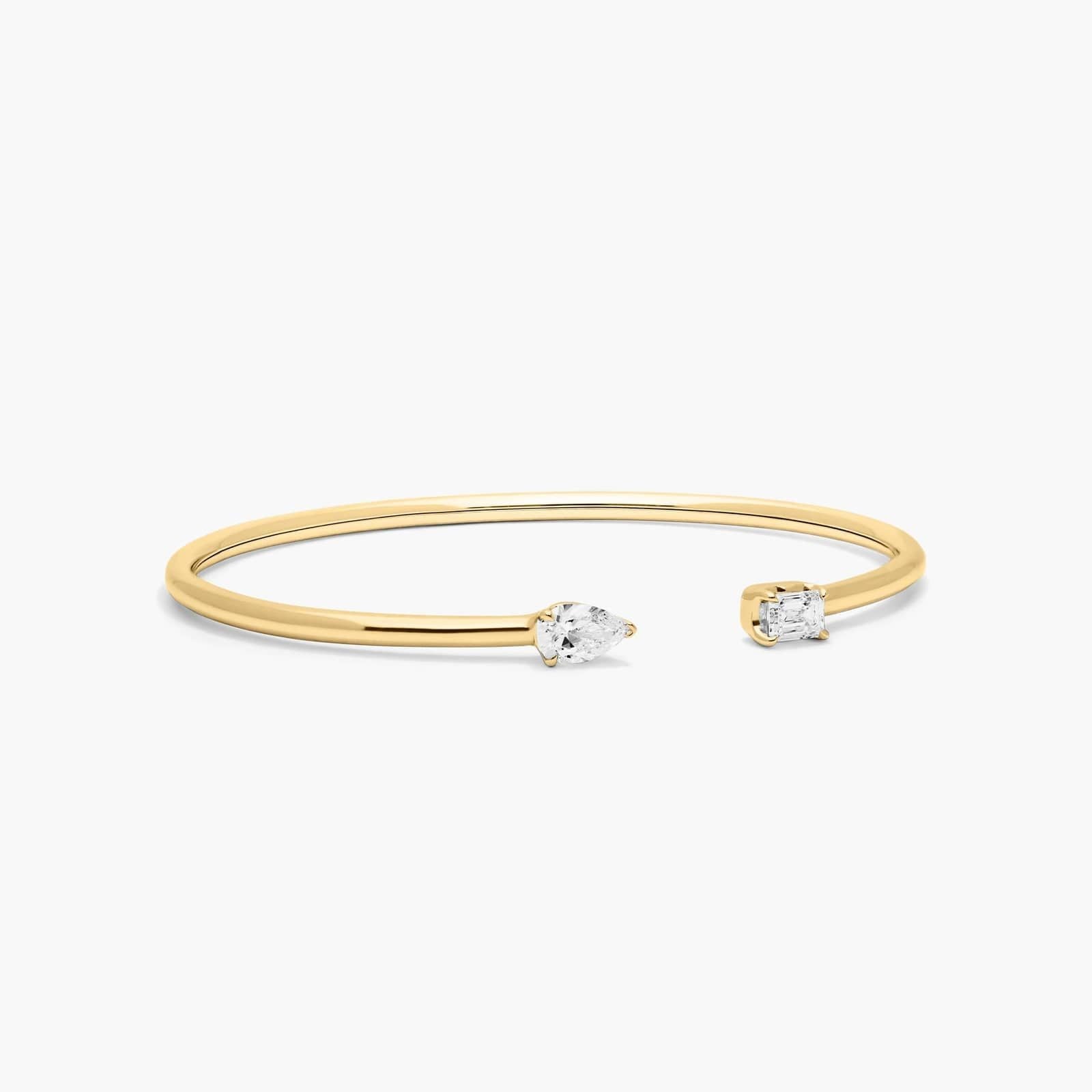 Pear & Emerald Lab Diamond ( 1 ct. tw) Open Bangle Bracelet 18K Gold