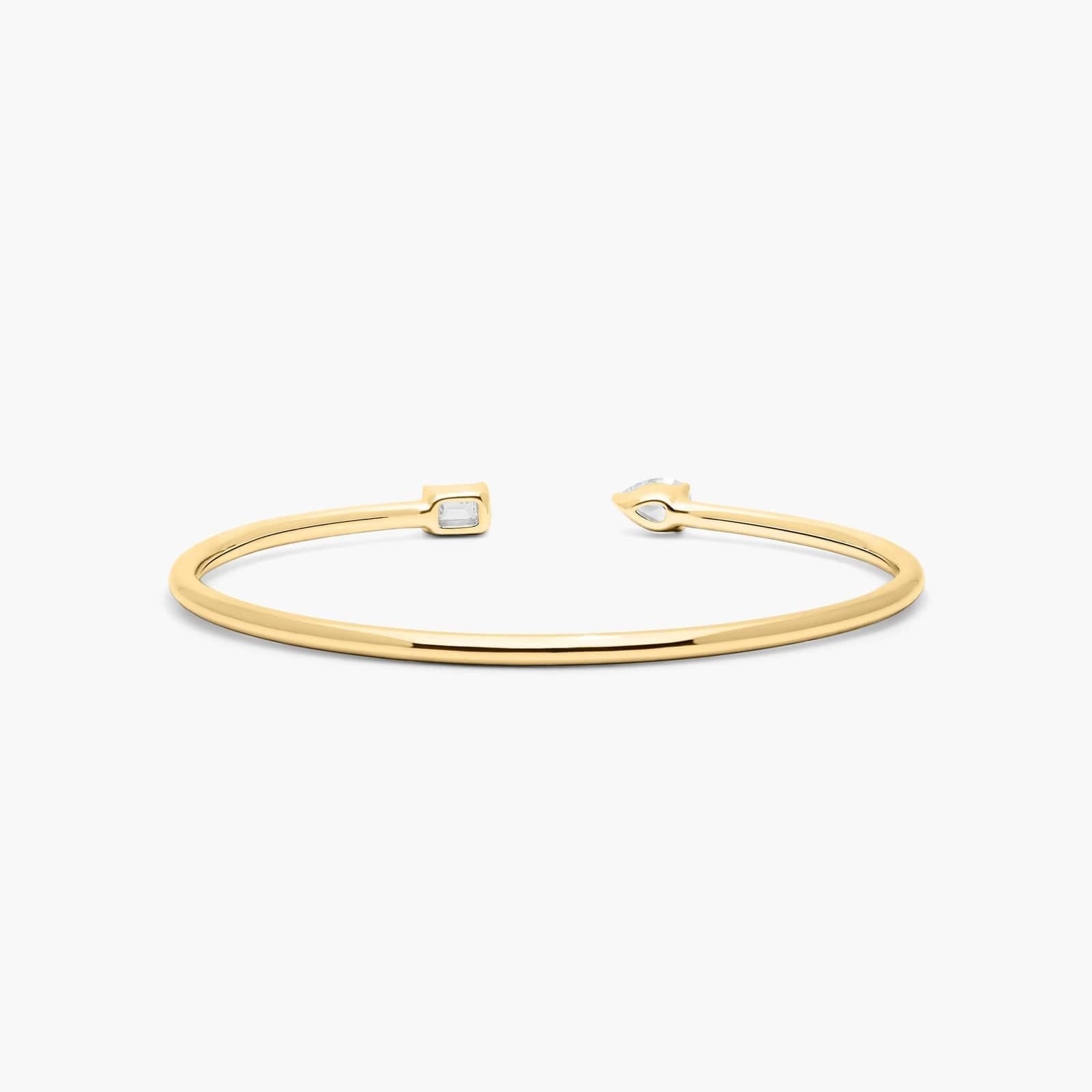Pear & Emerald Lab Diamond ( 1 ct. tw) Open Bangle Bracelet 18K Gold
