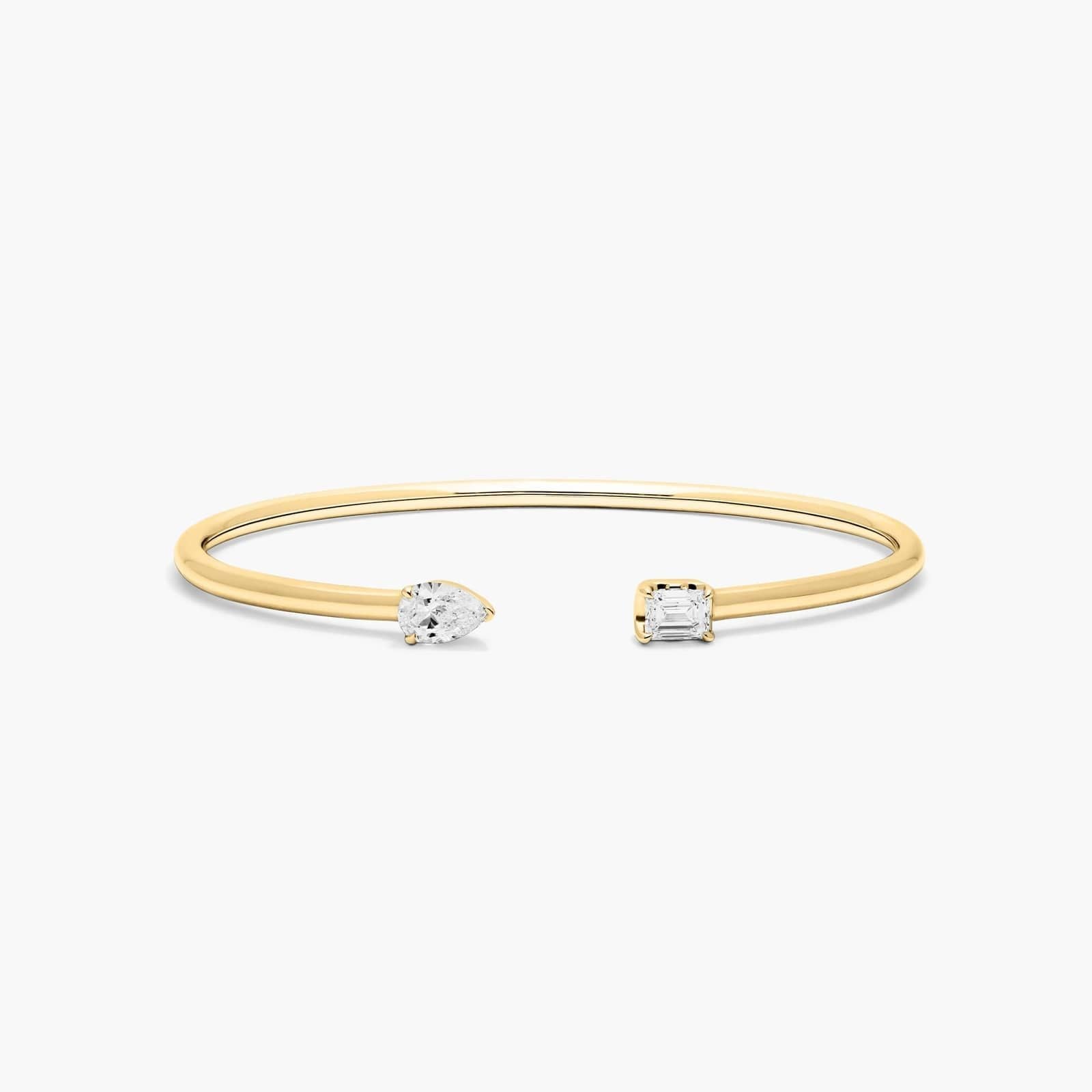 Pear & Emerald Lab Diamond ( 1 ct. tw) Open Bangle Bracelet 18K Gold