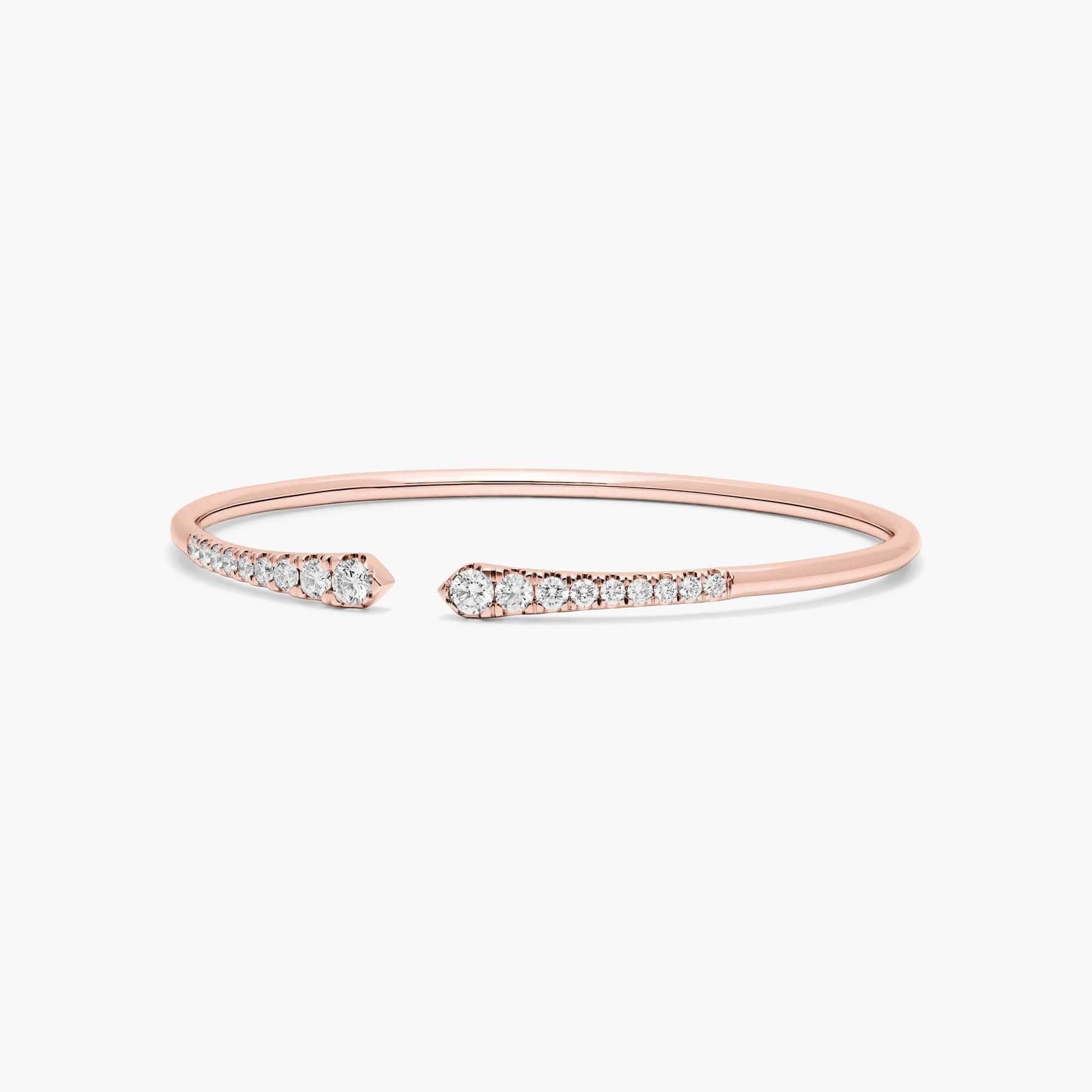 Graduated Pave Lab Diamond ( 1 ct. tw) Open Bangle Bracelet 18K Gold