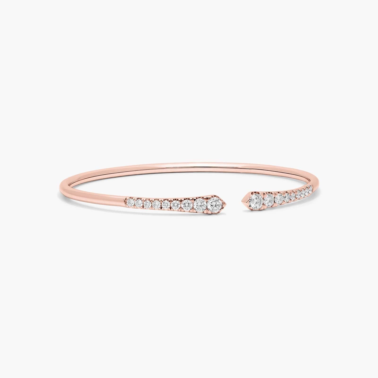 Graduated Pave Lab Diamond ( 1 ct. tw) Open Bangle Bracelet 18K Gold