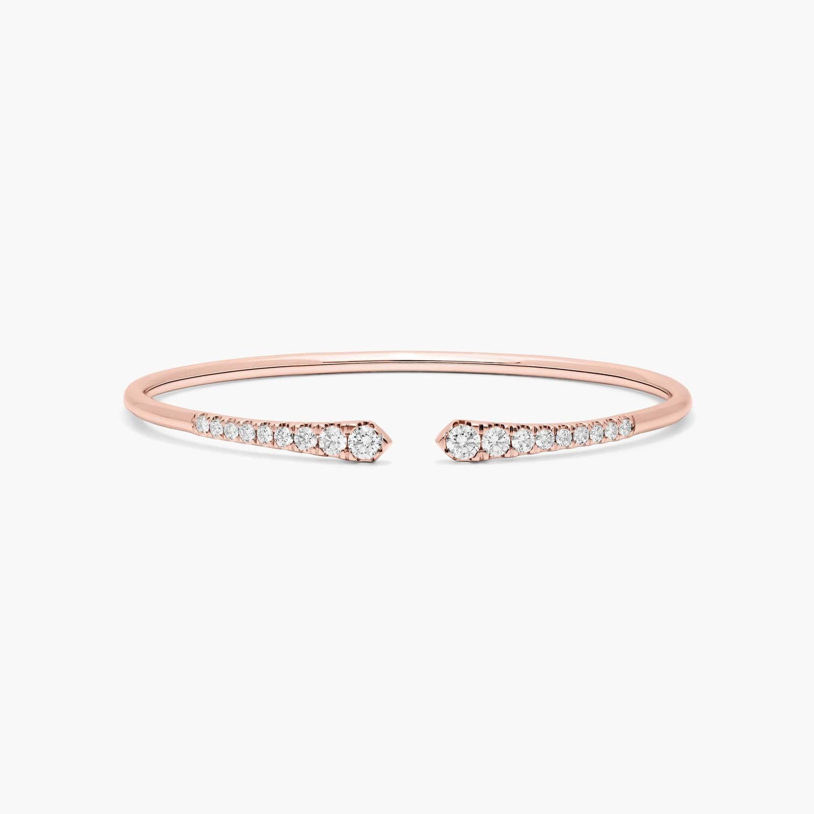 Graduated Pave Lab Diamond ( 1.5 ct. tw) Open Bangle Bracelet 18K Gold