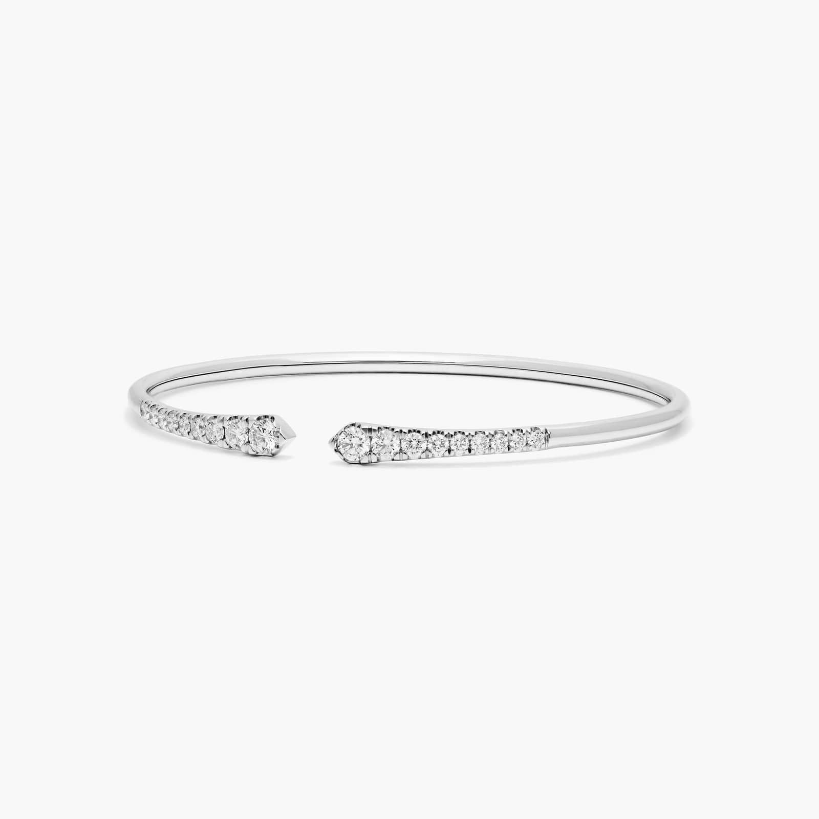 Graduated Pave Lab Diamond ( 1.5 ct. tw) Open Bangle Bracelet 18K Gold