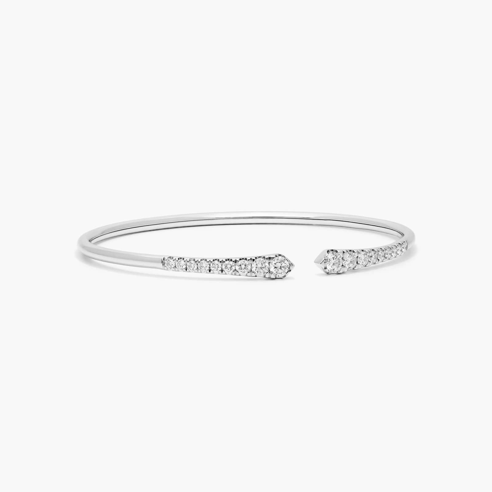Graduated Pave Lab Diamond ( 1.5 ct. tw) Open Bangle Bracelet 18K Gold