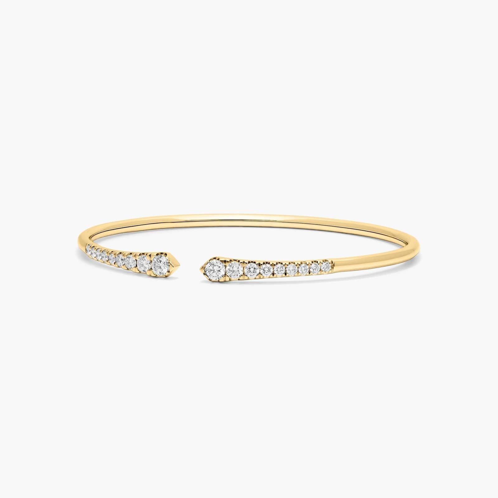 Graduated Pave Lab Diamond ( 1.5 ct. tw) Open Bangle Bracelet 18K Gold