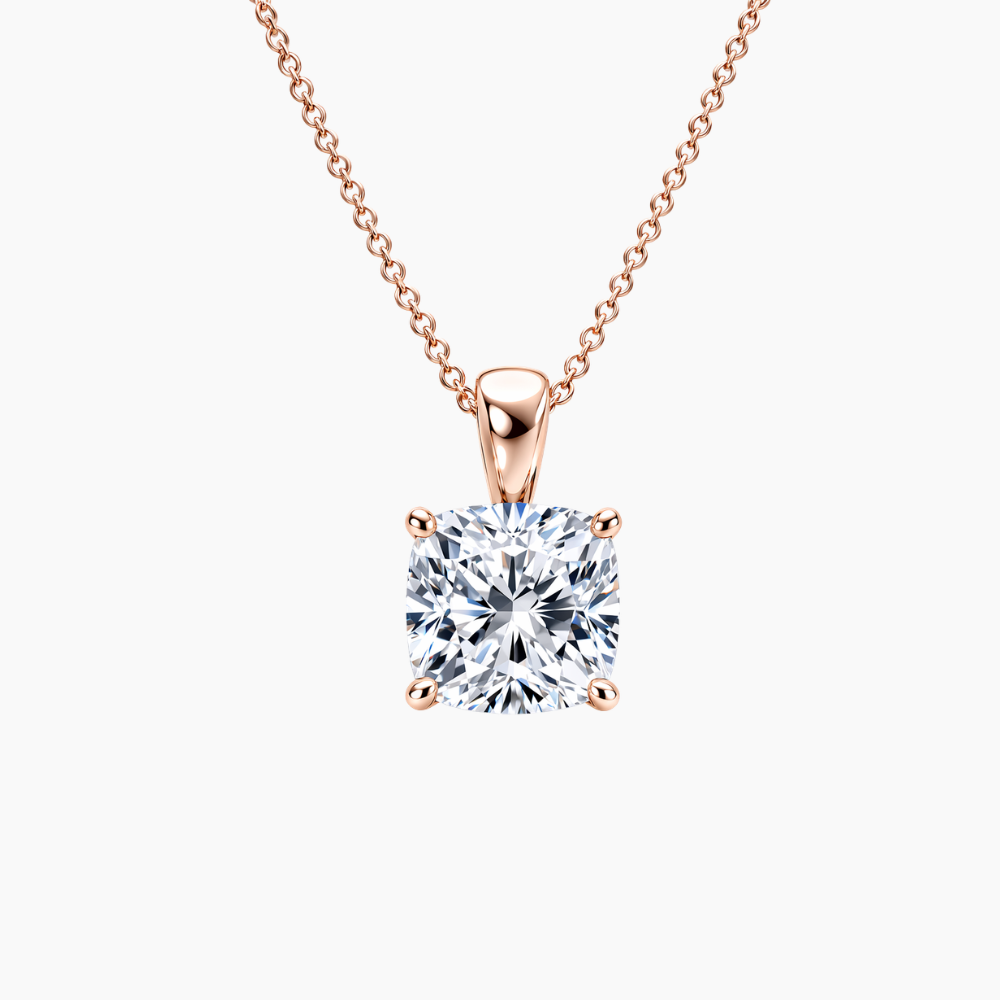 Cushion Pendant Lab Diamond Necklace 18K Gold