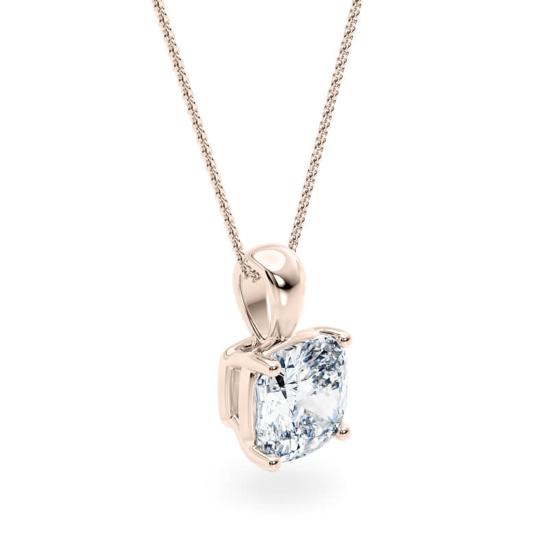 Cushion Pendant Lab Diamond Necklace 18K Gold