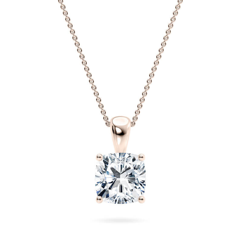 Cushion Pendant Lab Diamond Necklace 18K Gold
