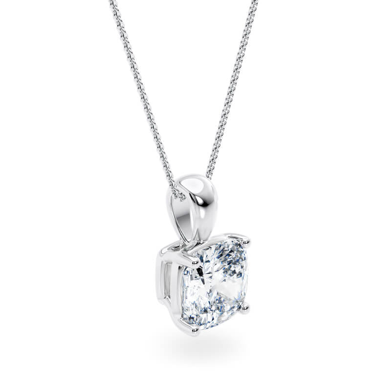 Cushion Pendant Lab Diamond Necklace 18K Gold