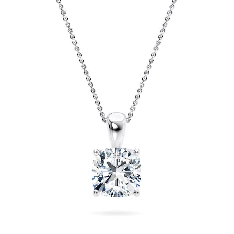 Cushion Pendant Lab Diamond Necklace 18K Gold