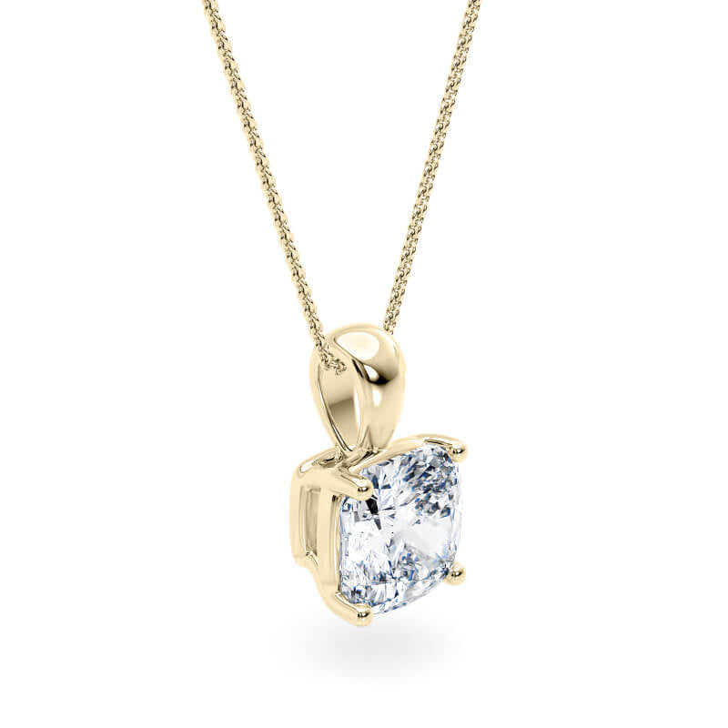Cushion Pendant Lab Diamond Necklace 18K Gold
