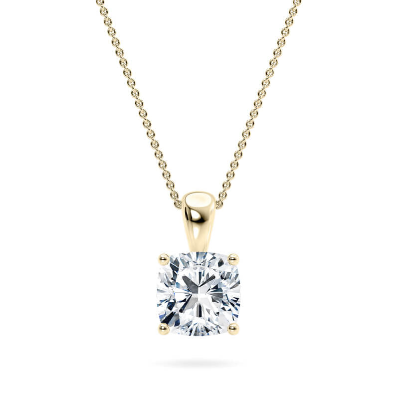 Cushion Pendant Lab Diamond Necklace 18K Gold