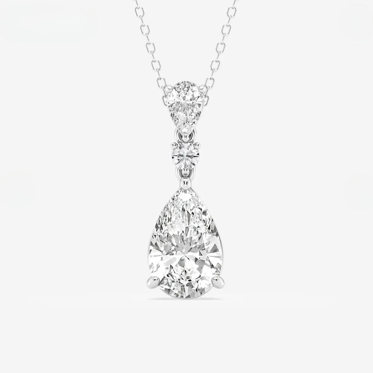 Pear & Round Drop Pendant Lab Diamond Necklace 18K Gold