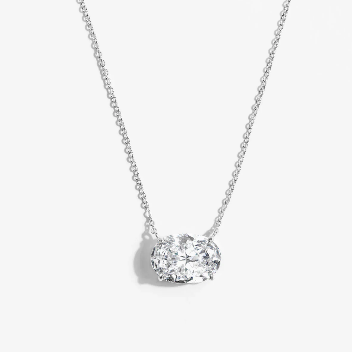 East-West Oval Floating Pendant Lab Diamond Necklace 18K Gold