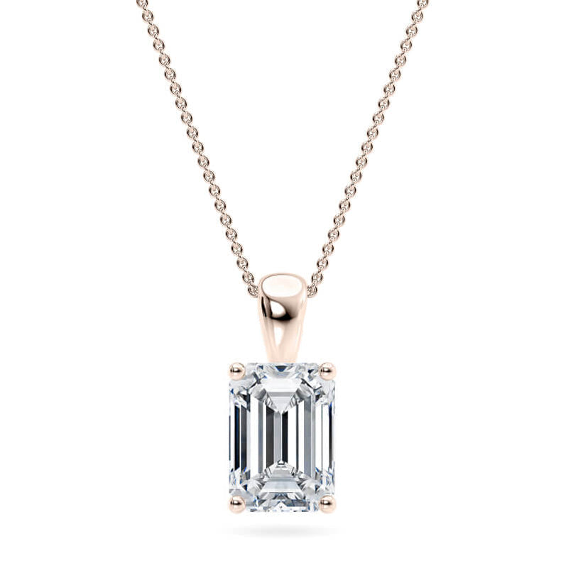 Emerald Pendant Lab Diamond Necklace 18K Gold