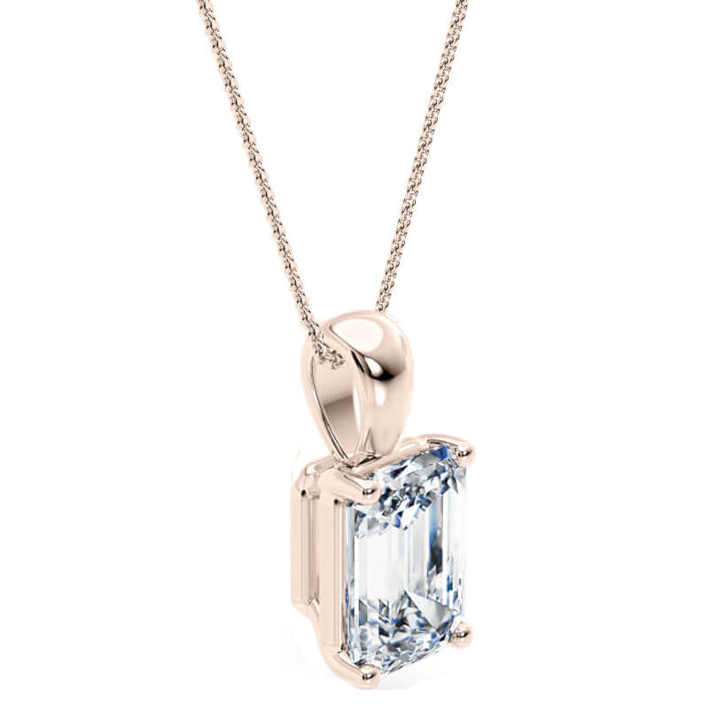 Emerald Pendant Lab Diamond Necklace 18K Gold