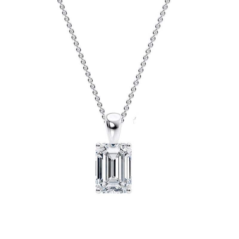 Emerald Pendant Lab Diamond Necklace 18K Gold