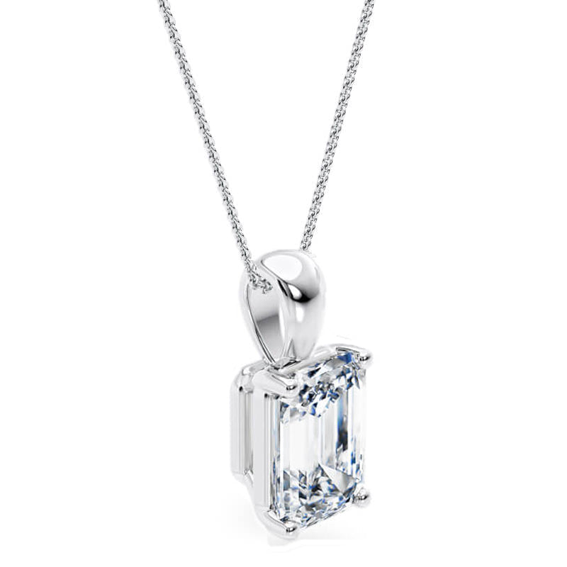 Emerald Pendant Lab Diamond Necklace 18K Gold