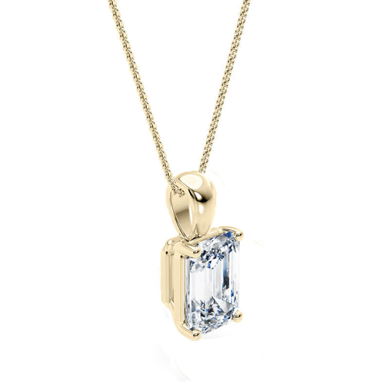 Emerald Pendant Lab Diamond Necklace 18K Gold