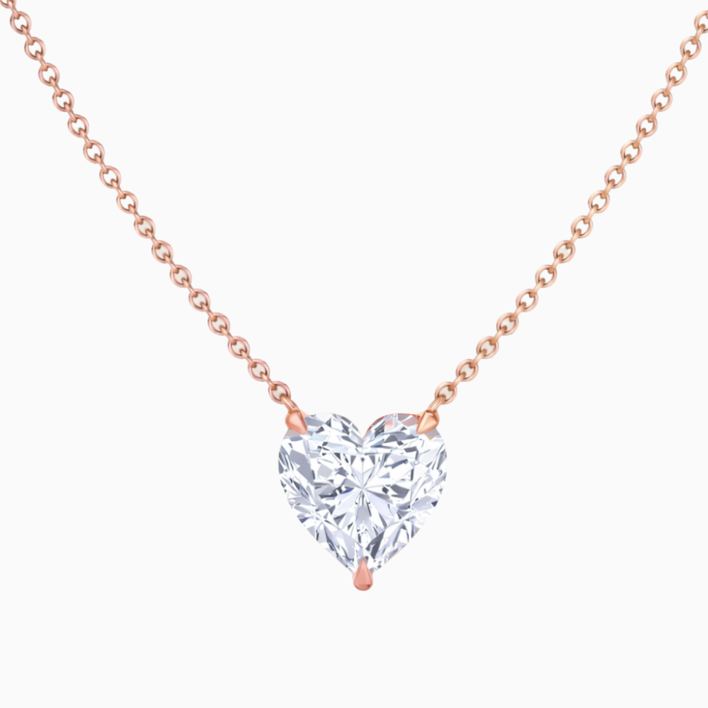 Heart Floating Pendant Lab Diamond Necklace 18K Gold