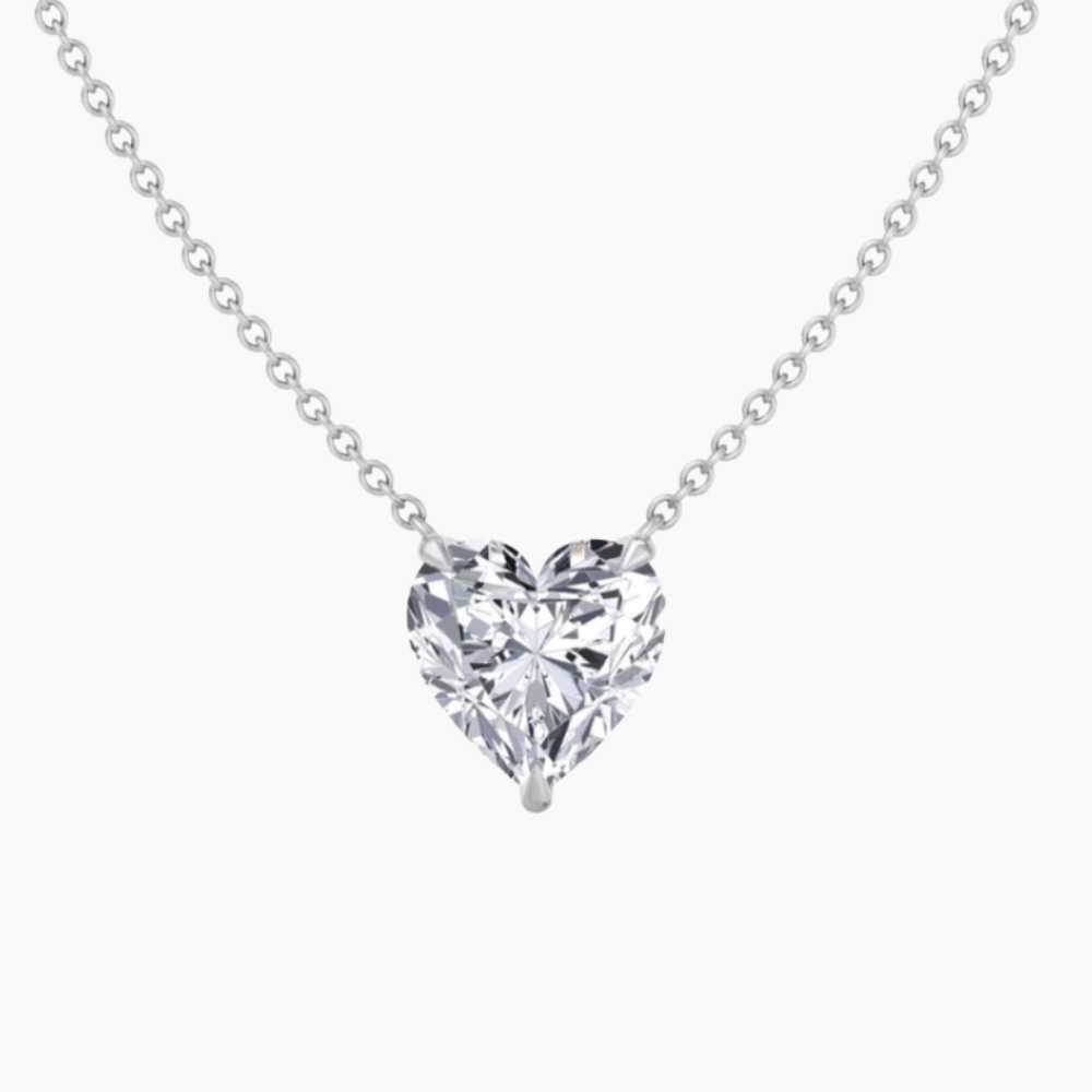 Heart Floating Pendant Lab Diamond Necklace 18K Gold