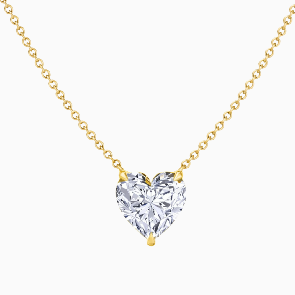 Heart Floating Pendant Lab Diamond Necklace 18K Gold