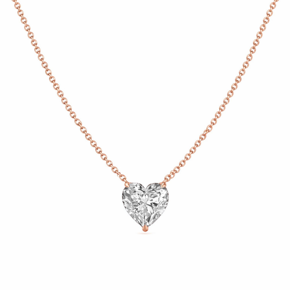 Heart Floating Pendant Lab Diamond Necklace 18K Gold