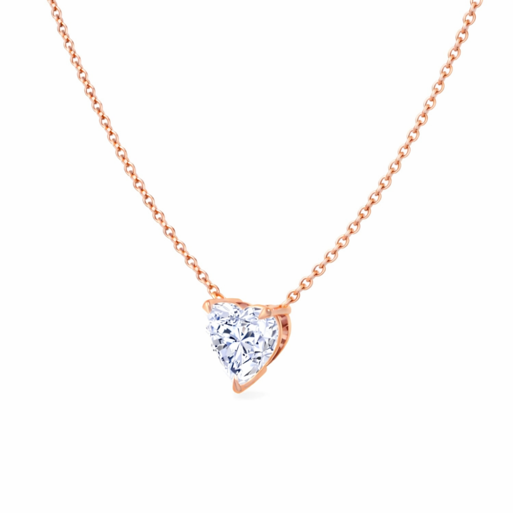 Heart Floating Pendant Lab Diamond Necklace 18K Gold