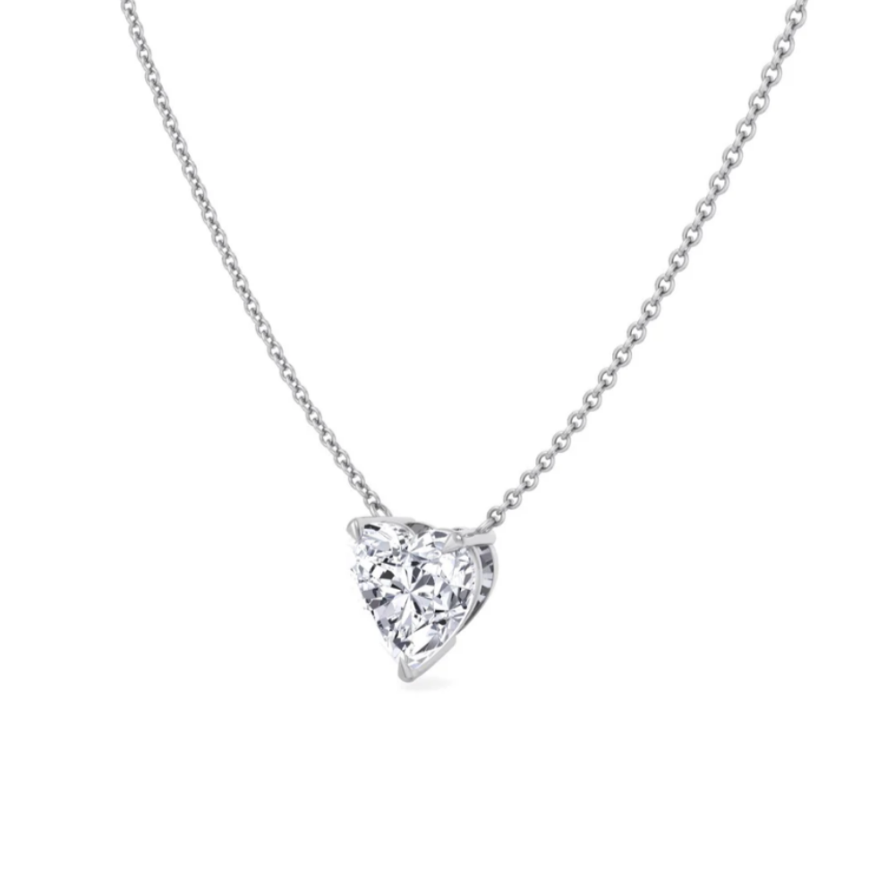 Heart Floating Pendant Lab Diamond Necklace 18K Gold