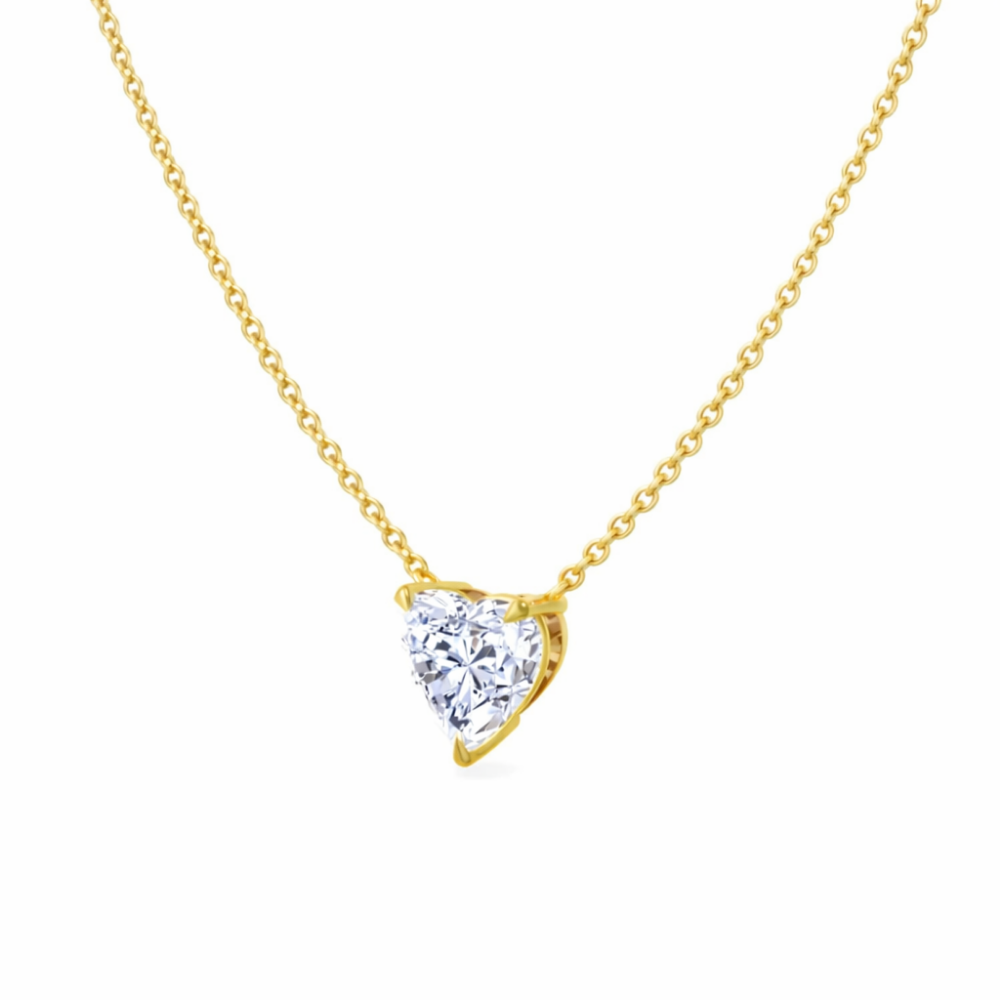 Heart Floating Pendant Lab Diamond Necklace 18K Gold