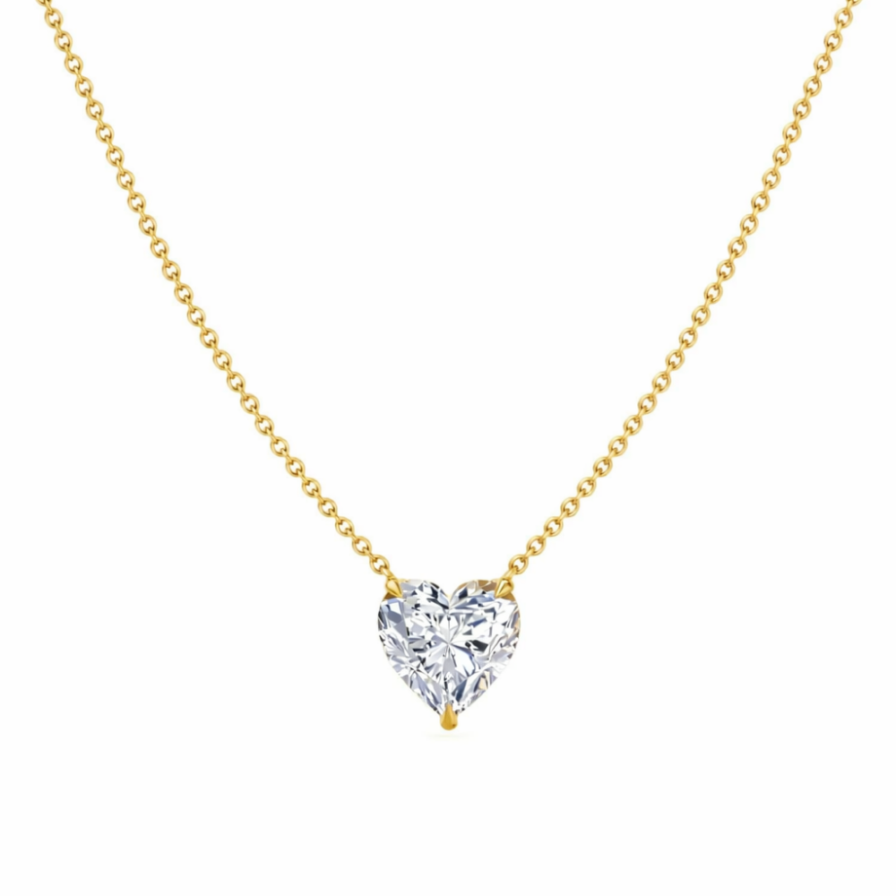 Heart Floating Pendant Lab Diamond Necklace 18K Gold