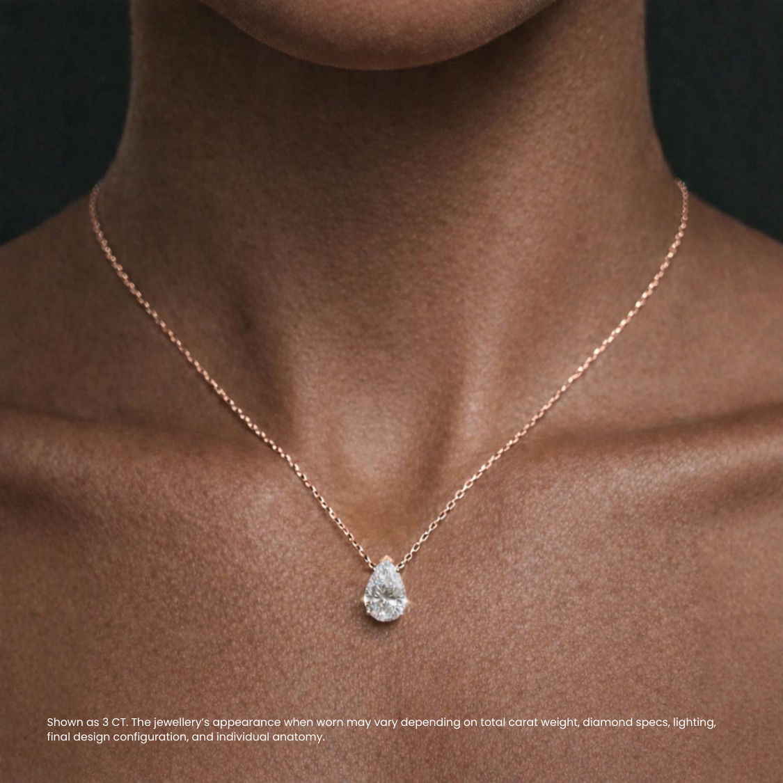 Pear Floating Pendant Lab Diamond Necklace 18K Gold