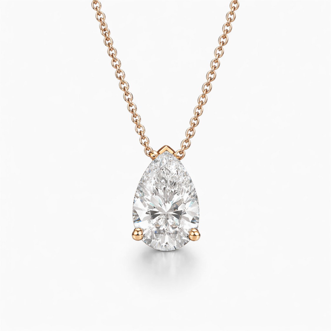 Pear Floating Pendant Lab Diamond Necklace 18K Gold