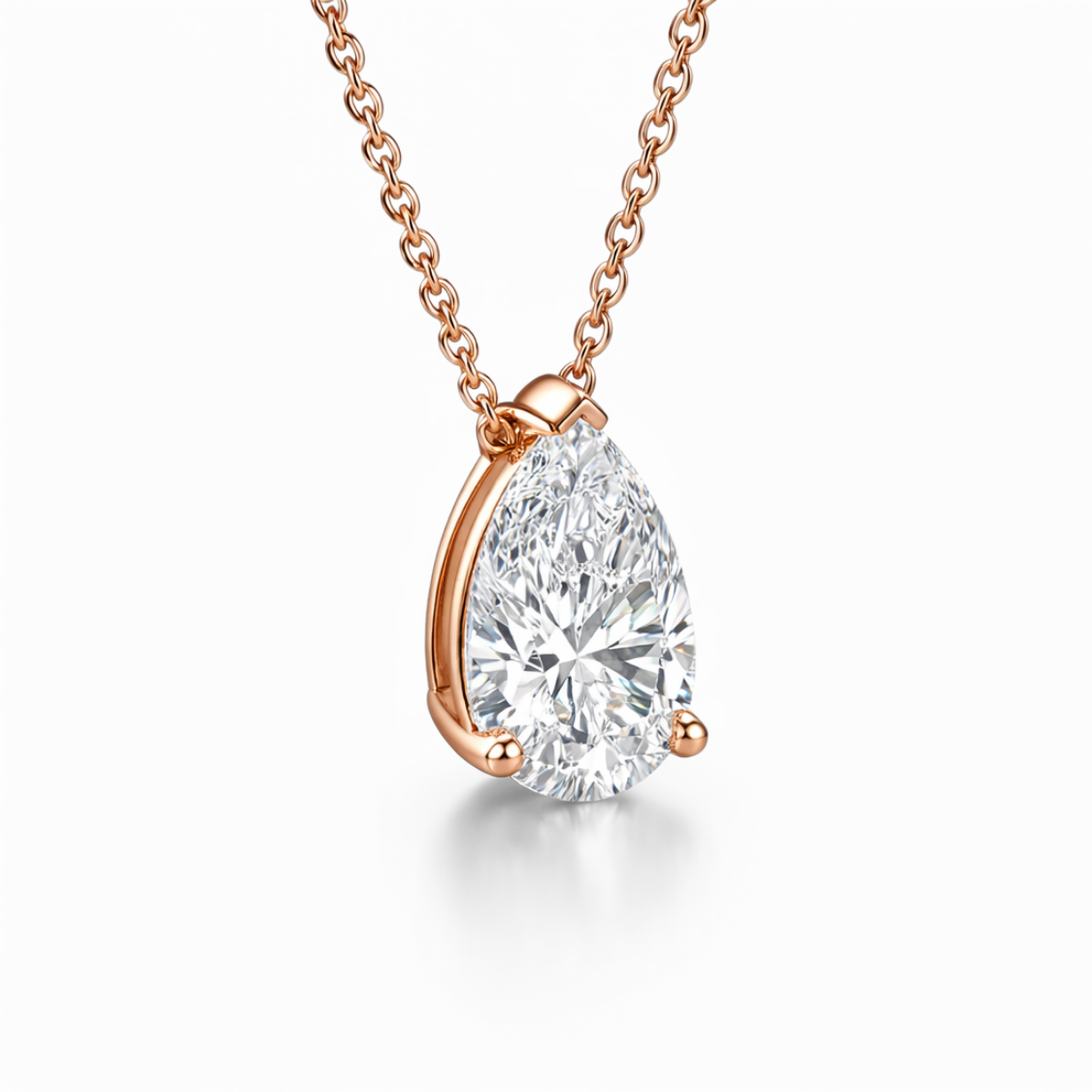 Pear Floating Pendant Lab Diamond Necklace 18K Gold