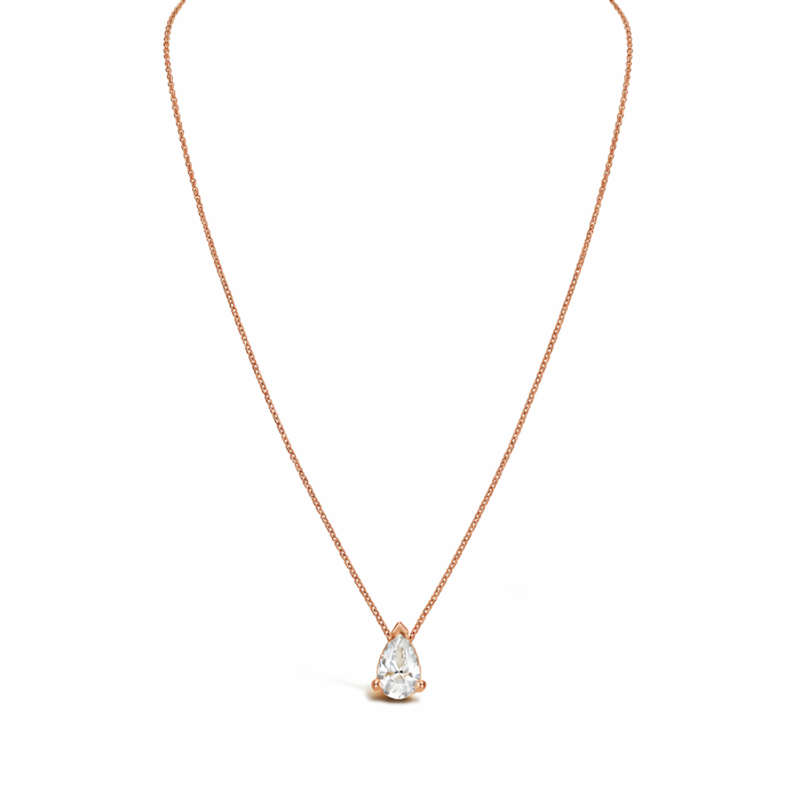 Pear Floating Pendant Lab Diamond Necklace 18K Gold