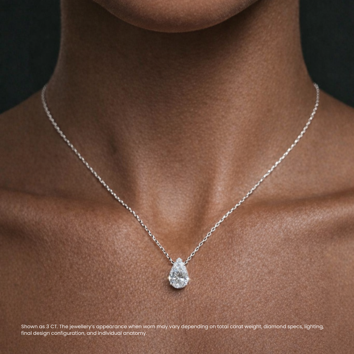 Pear Floating Pendant Lab Diamond Necklace 18K Gold