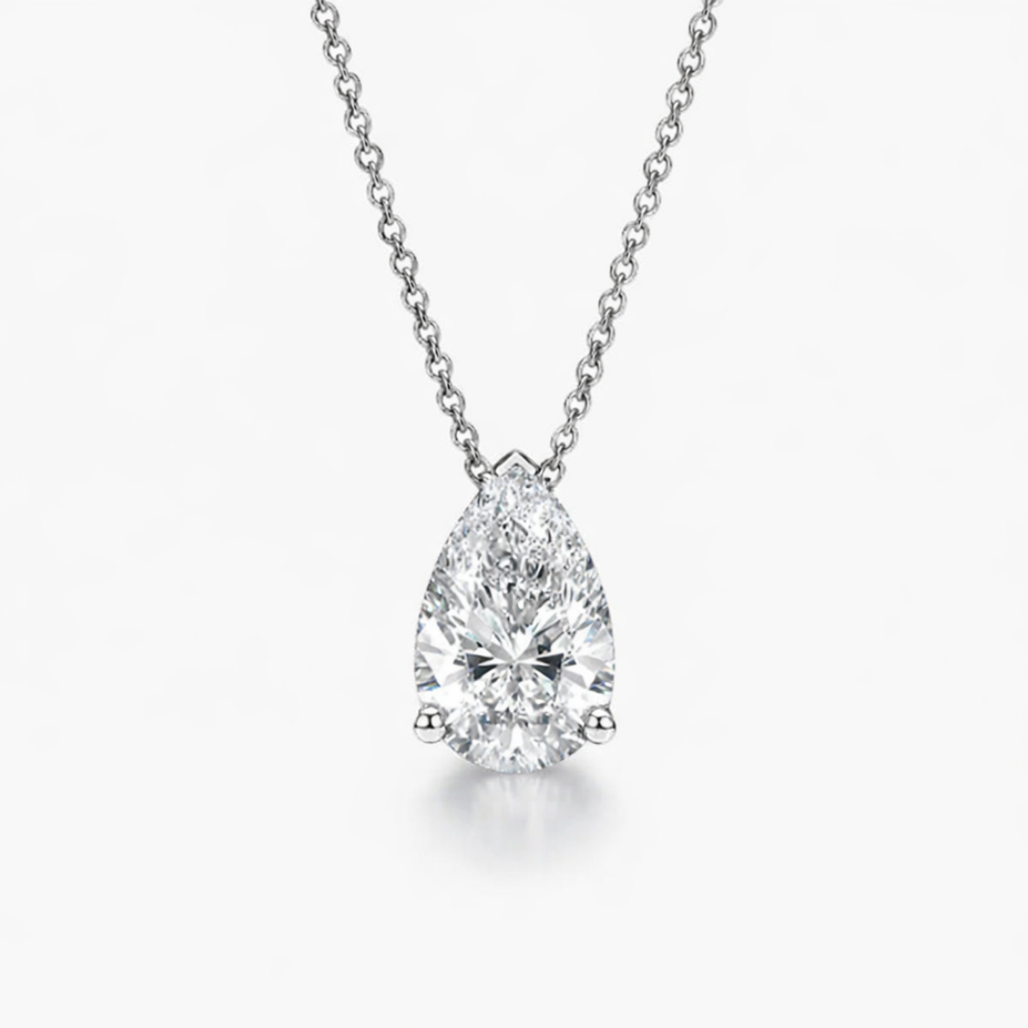 Pear Floating Pendant Lab Diamond Necklace 18K Gold