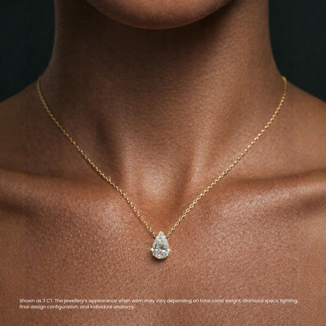 Pear Floating Pendant Lab Diamond Necklace 18K Gold