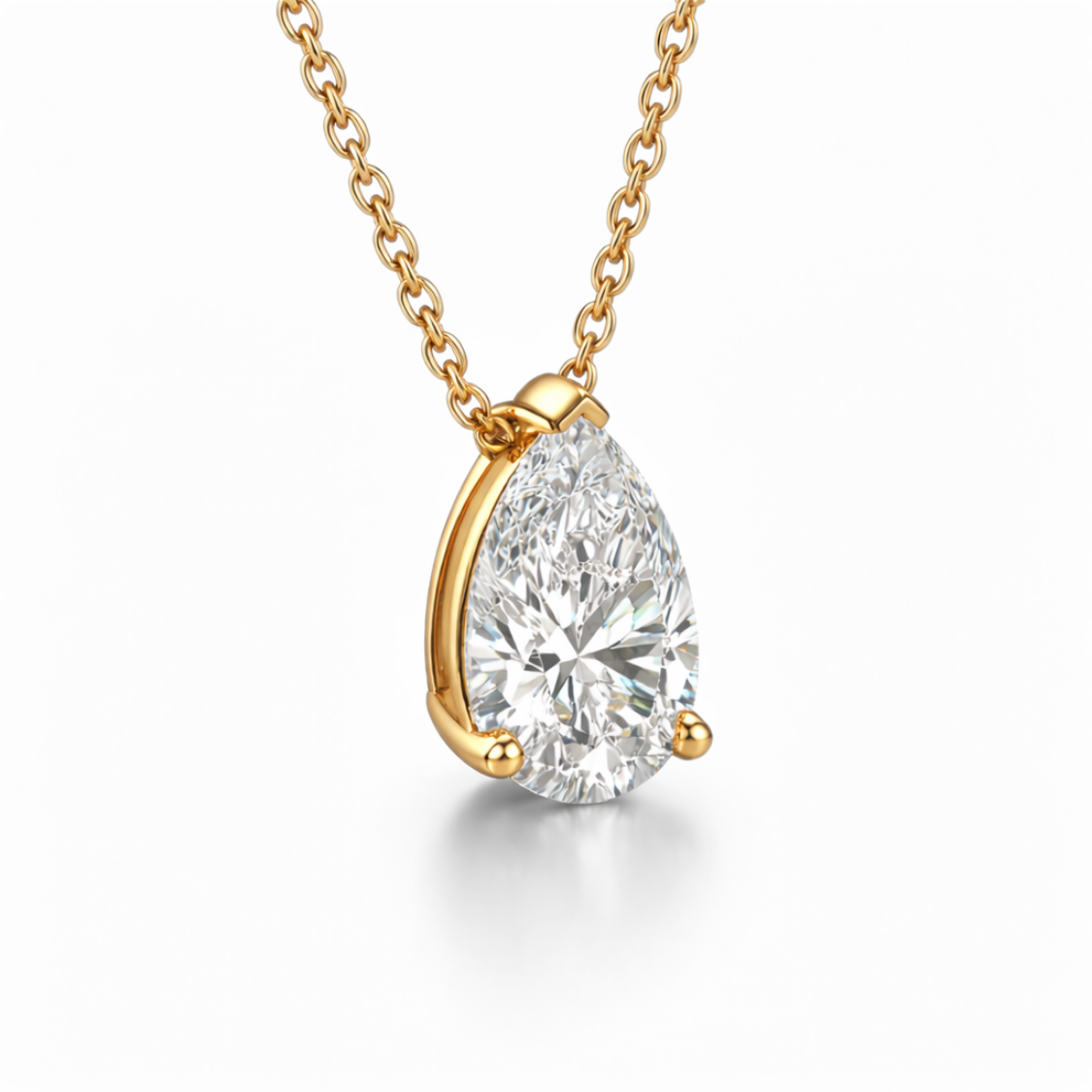 Pear Floating Pendant Lab Diamond Necklace 18K Gold