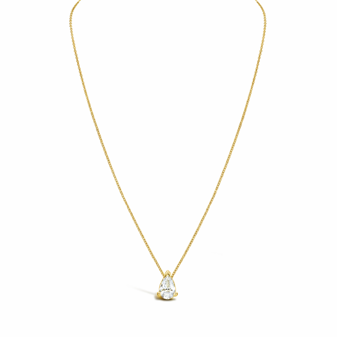 Pear Floating Pendant Lab Diamond Necklace 18K Gold