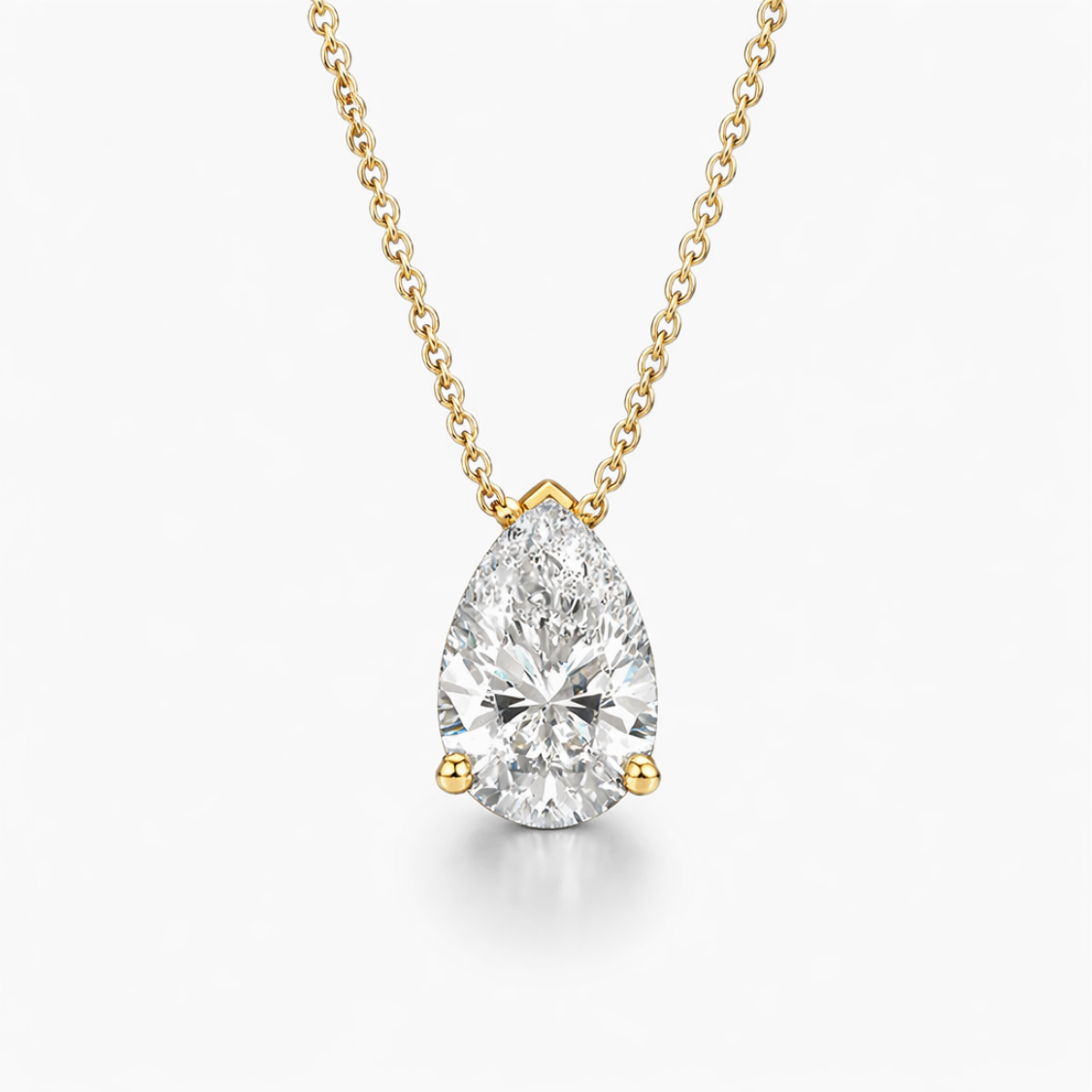 Pear Floating Pendant Lab Diamond Necklace 18K Gold